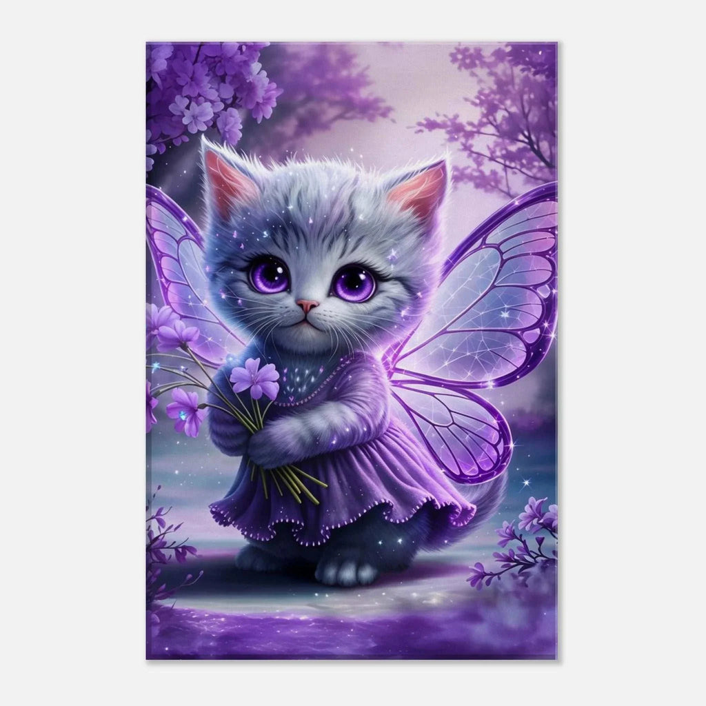 Magical fairy kitten with wings on wall canvas, perfect for whimsical decor.
