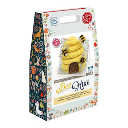 Beehive Needle Felting Kit packaging with colorful illustrations and crafting materials.
