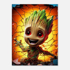 Baby Groot wall canvas featuring vibrant colors and playful design.