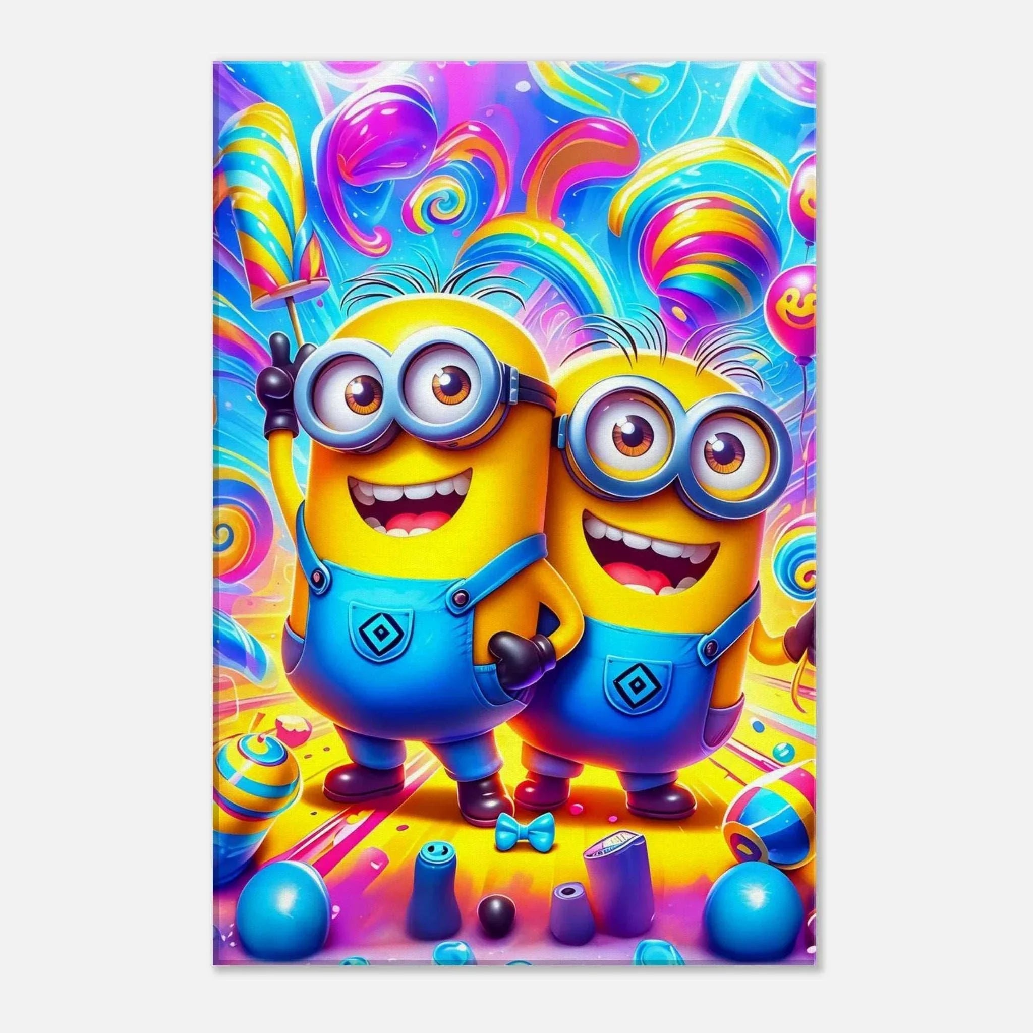 Minions Wall Canvas featuring colorful, playful artwork with yellow characters in vibrant hues.