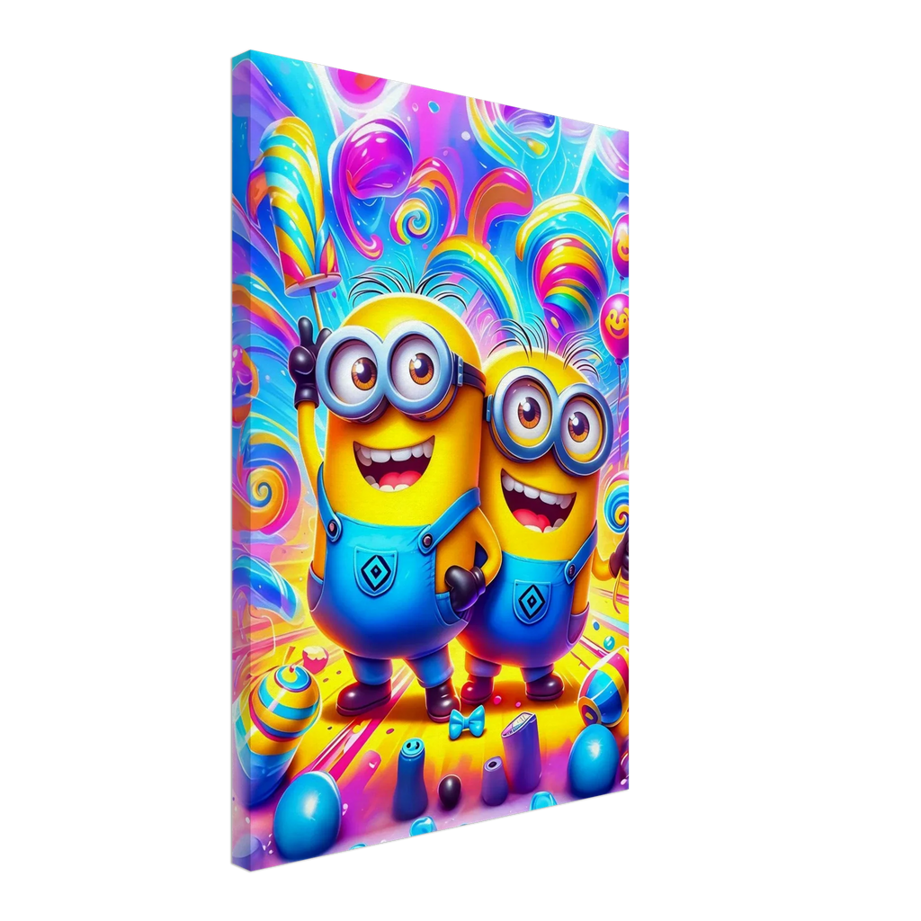 Minions Wall Canvas featuring vibrant mischievous characters, perfect for kids' rooms.