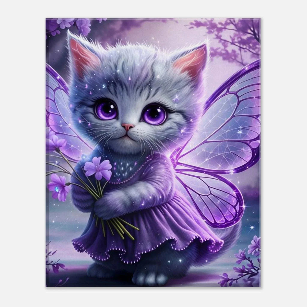 Adorable Fairy Kitten Wall Canvas featuring kitten with fairy wings.