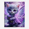 Adorable fairy kitten wall canvas with vibrant colors and delicate fairy wings for kids’ room decor