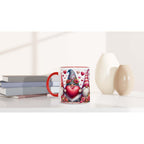 Adorable Gnome Valentine's Day Mug with heart design and colored accents, perfect for gifting.