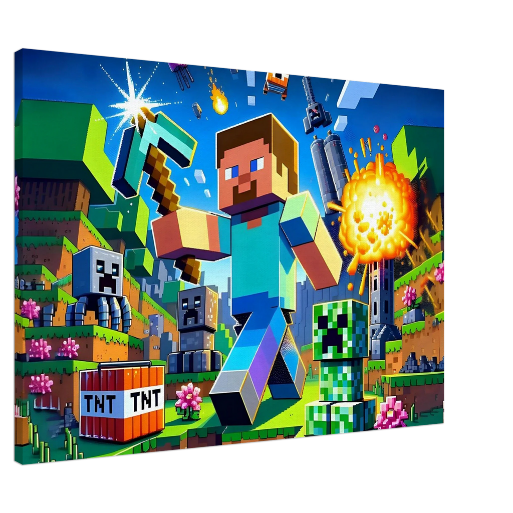 Minecraft Wall Canvas featuring vibrant blocky characters and landscapes.