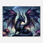 Black Gem Dragon wall canvas featuring a mythical dragon with shimmering black gems, ideal for fantasy decor.
