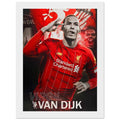 Virgil Van Dijk framed poster with pine wood frame and shatterproof plexiglass