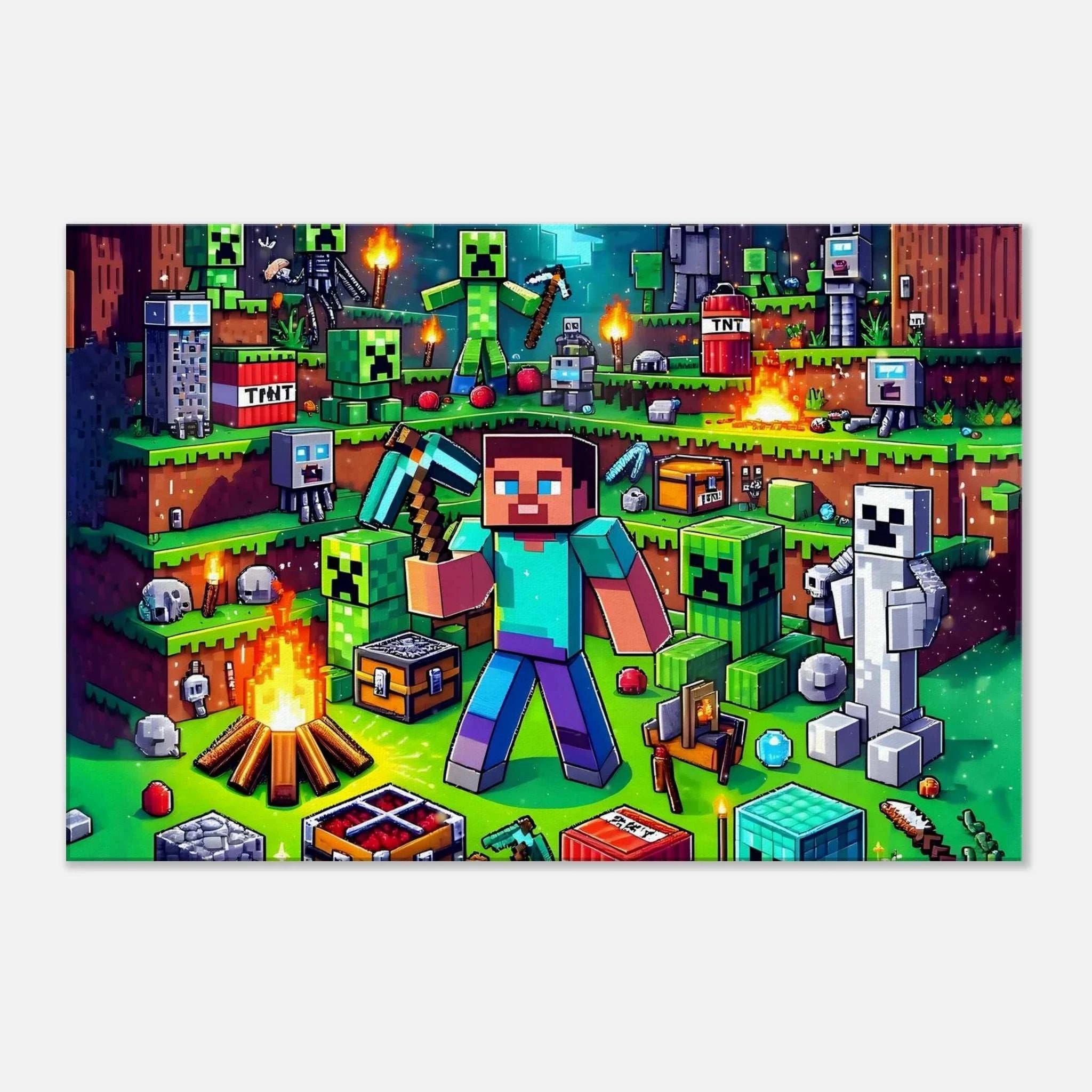 Minecraft Wall Canvas featuring vibrant game scenes.
