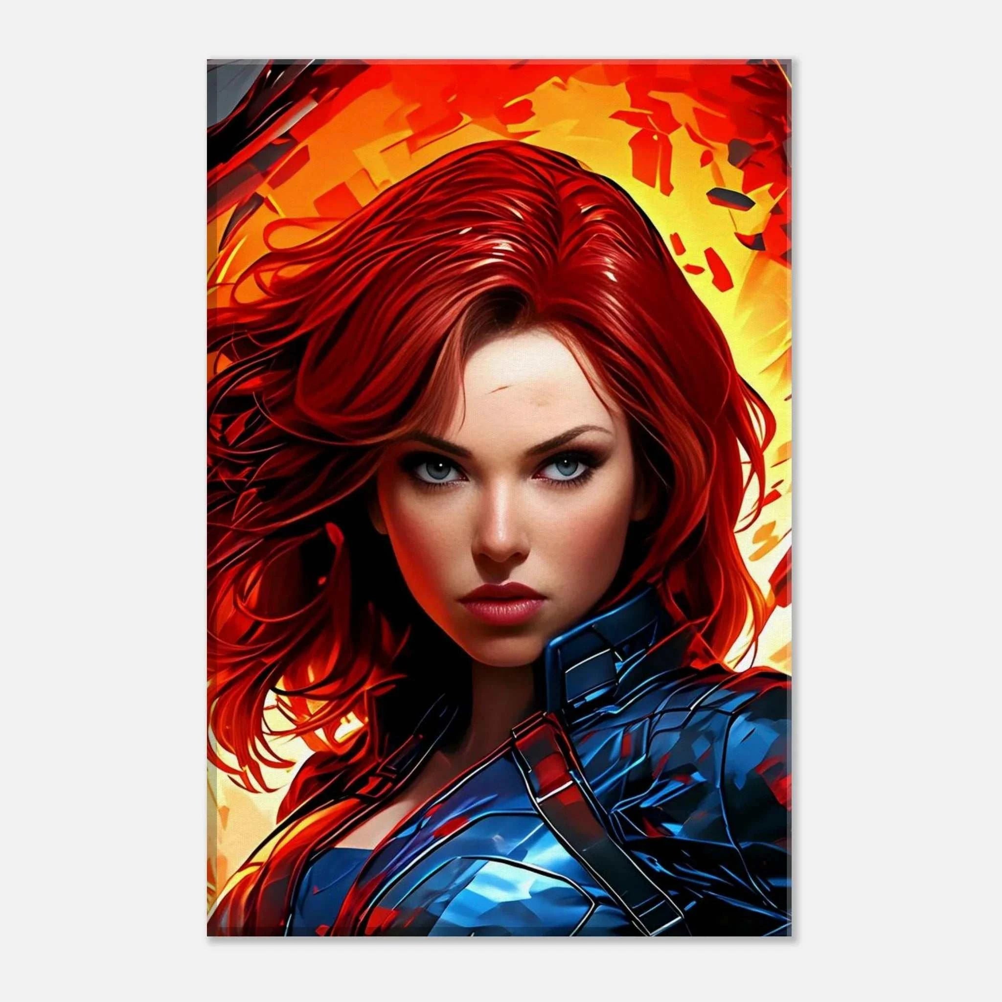 Captain Marvel wall canvas featuring bold dynamic artwork and vibrant colors.