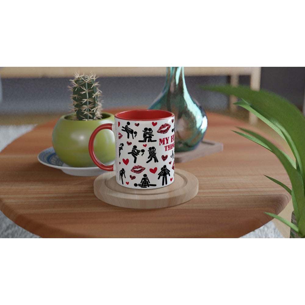 Cheeky Fun Valentines Day Mug on table with playful design, perfect gift.