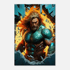 Aquaman wall canvas featuring vibrant print, capturing the ocean hero's power and mystique.