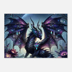 Black Gem Dragon wall canvas with shimmering gems and vibrant colors.