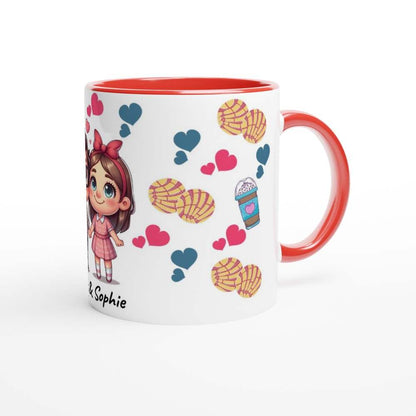 Personalised adorable Valentines Day mug with cute design and name customization, perfect couples gift.
