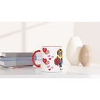 Cute Minions personalised Valentine mug with heart design and custom name option.