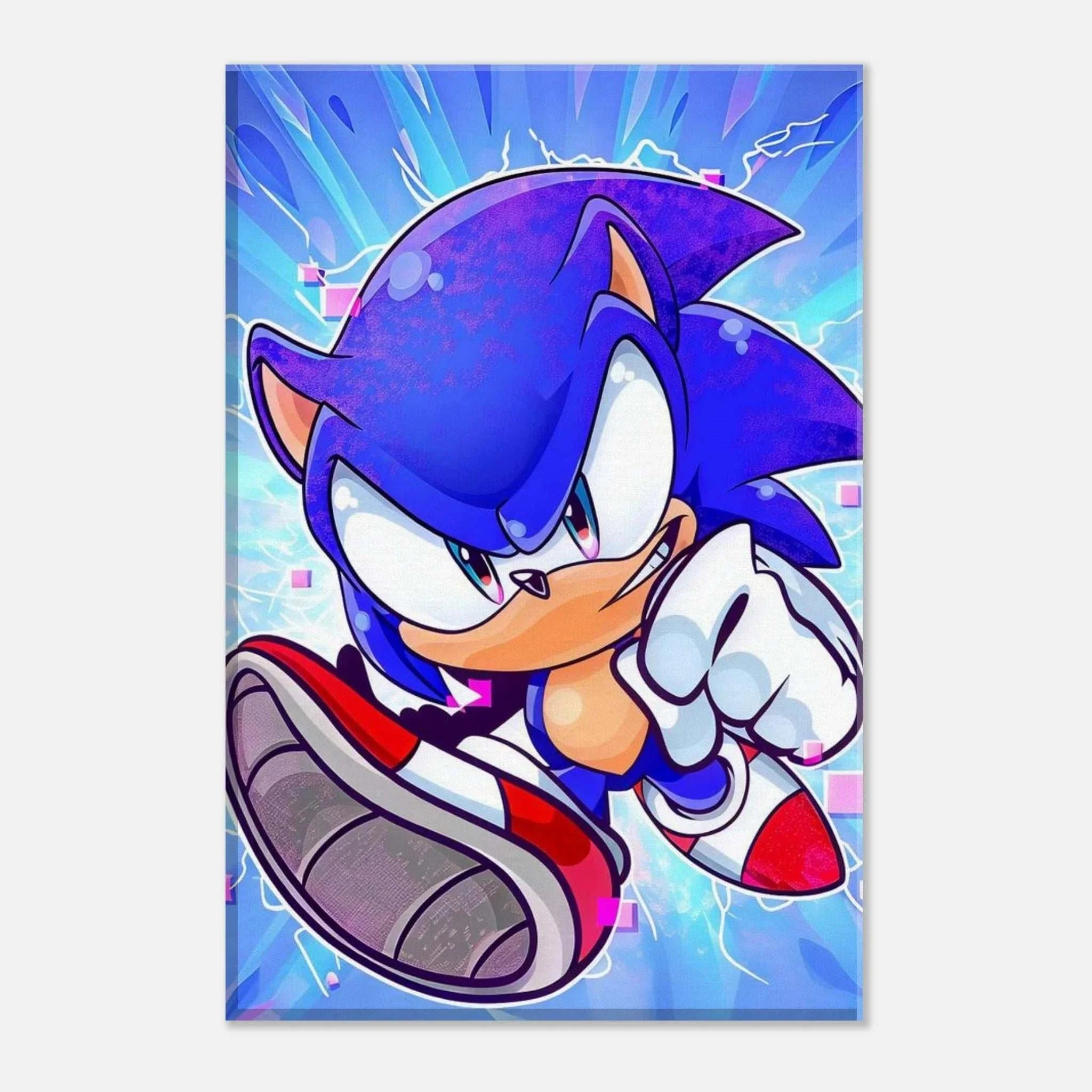 Vibrant Sonic Wall Canvas featuring Sonic the Hedgehog in dynamic pose, adding playful color and energy to any room.