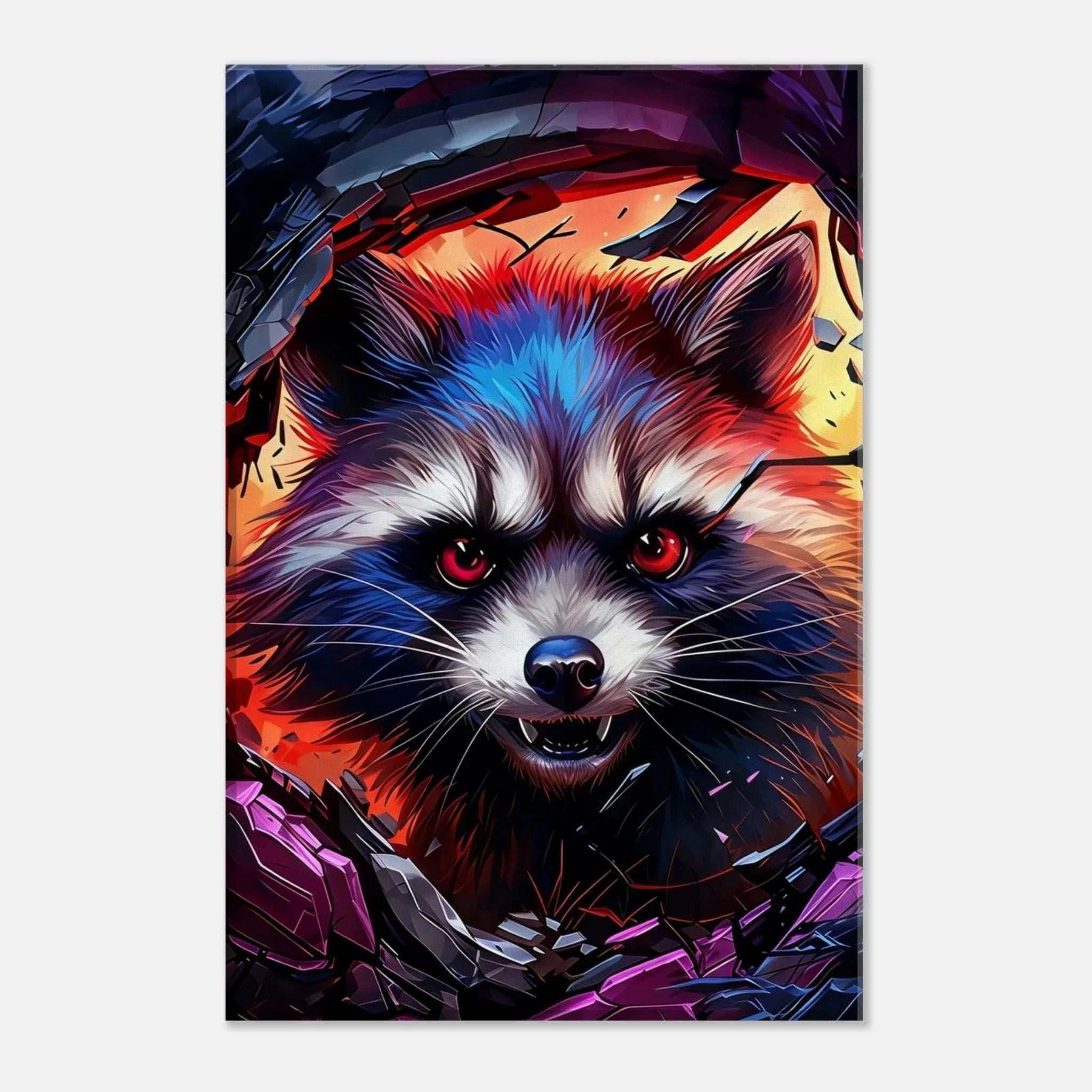 Rocket Raccoon Wall Canvas with bold vibrant artwork.