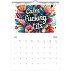 Adult wall calendar July 2026 page from Welcome to the Fuckery with bold colorful typography and floral design