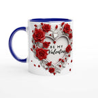Stunning Valentine's Day mug with vibrant design and red rose heart pattern.