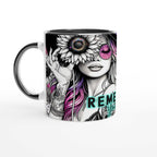 Motivational coffee mug with "Remember Your Why" design, vibrant colors, and glossy finish.