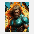 Aquaman wall canvas with vibrant ocean hero print on FSC-certified wood stretcher bars