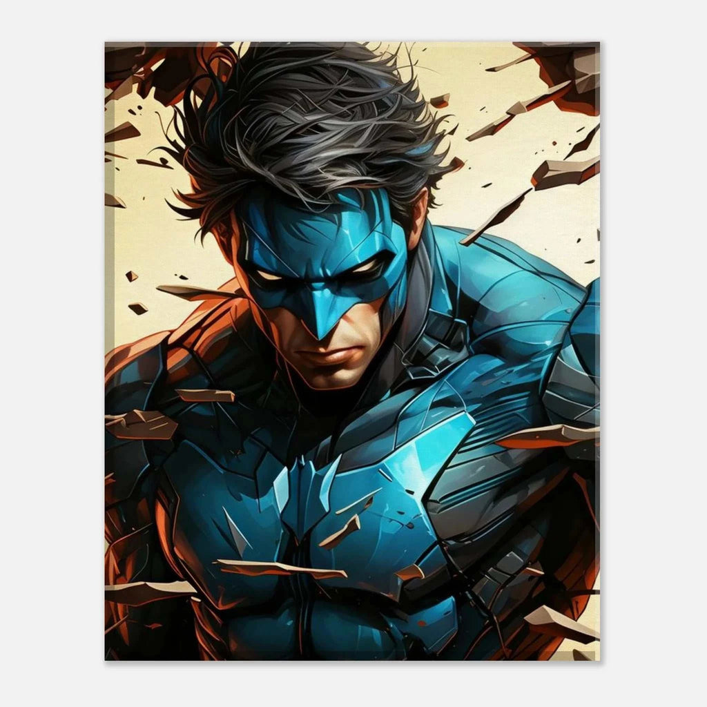 Nightwing Wall Canvas featuring bold design and vivid colors, perfect for fans and home decor.