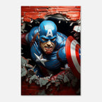 Captain America wall canvas featuring bold superhero artwork with vibrant colors.