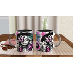 Motivational coffee mug with vibrant design and inspirational quote, "Forget The Past."