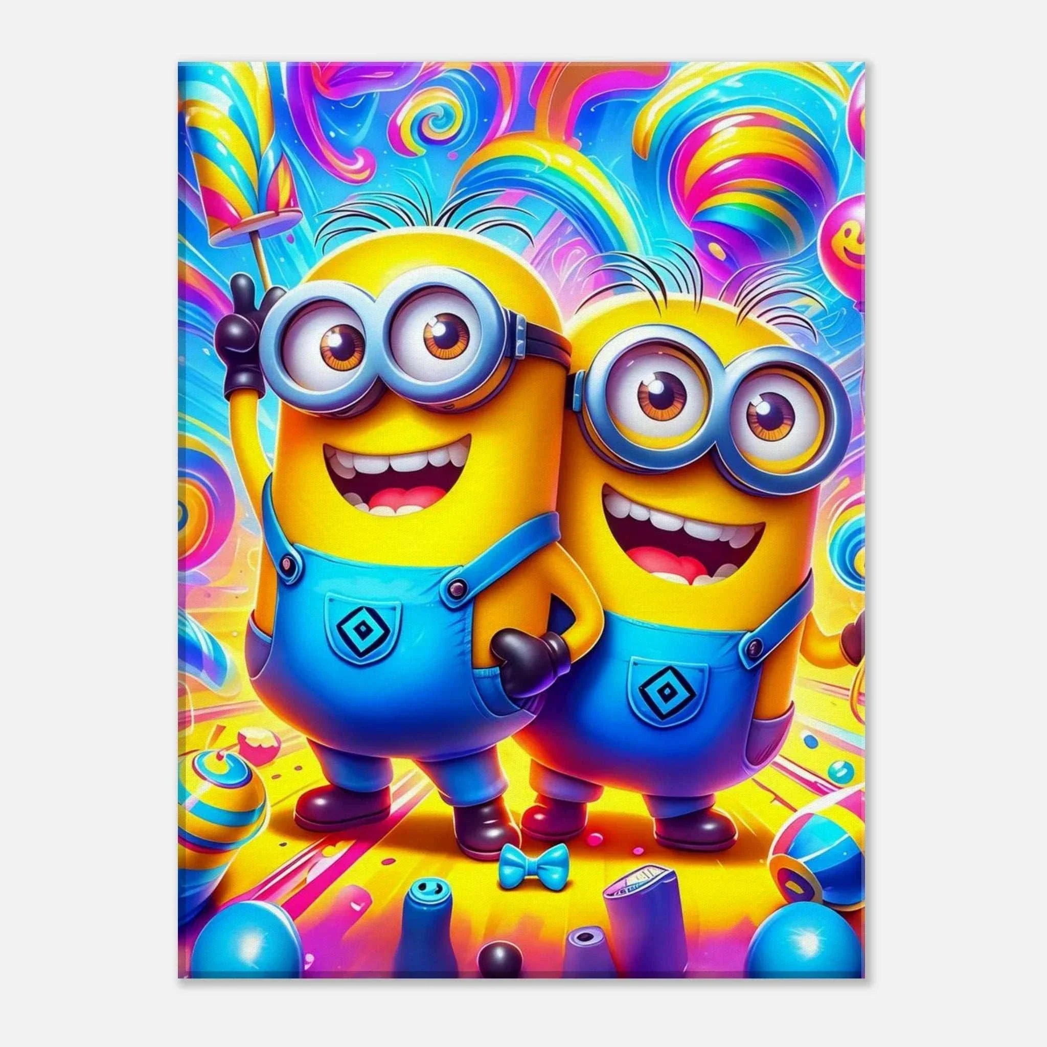 Minions Wall Canvas with vibrant colors featuring playful yellow characters.