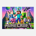 Vibrant Minecraft wall canvas featuring iconic pixelated game scene.