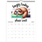 Adorable Sloth Wall Calendar 2026 with cute sleeping sloth illustration and monthly date grid