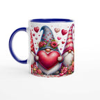 Adorable gnome Valentine's Day mug with vibrant heart and gnome design.