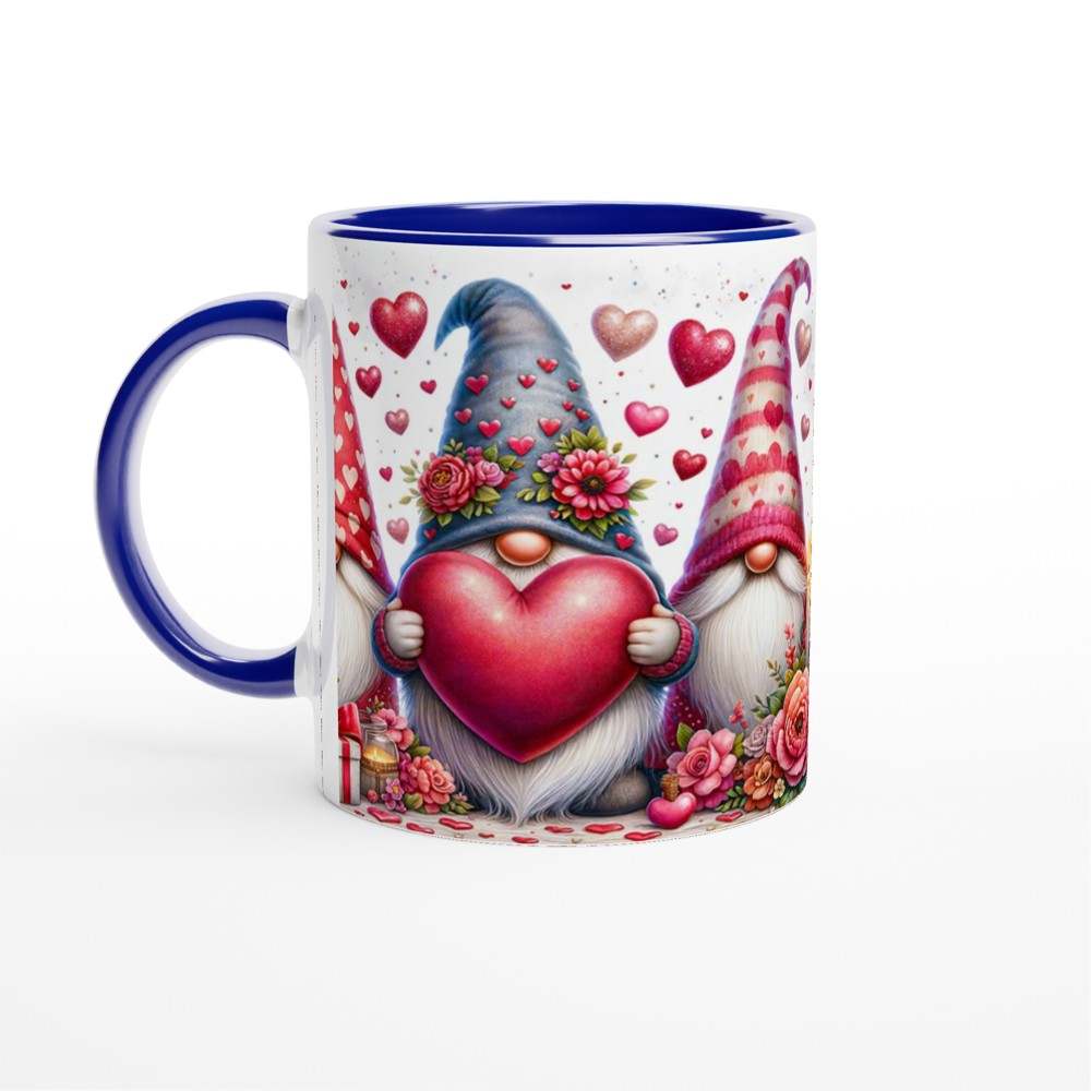 Adorable gnome Valentine's Day mug with vibrant heart and gnome design.