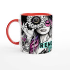 Motivational 11oz ceramic mug with "Remember Your Why" quote, vibrant design, and glossy finish.