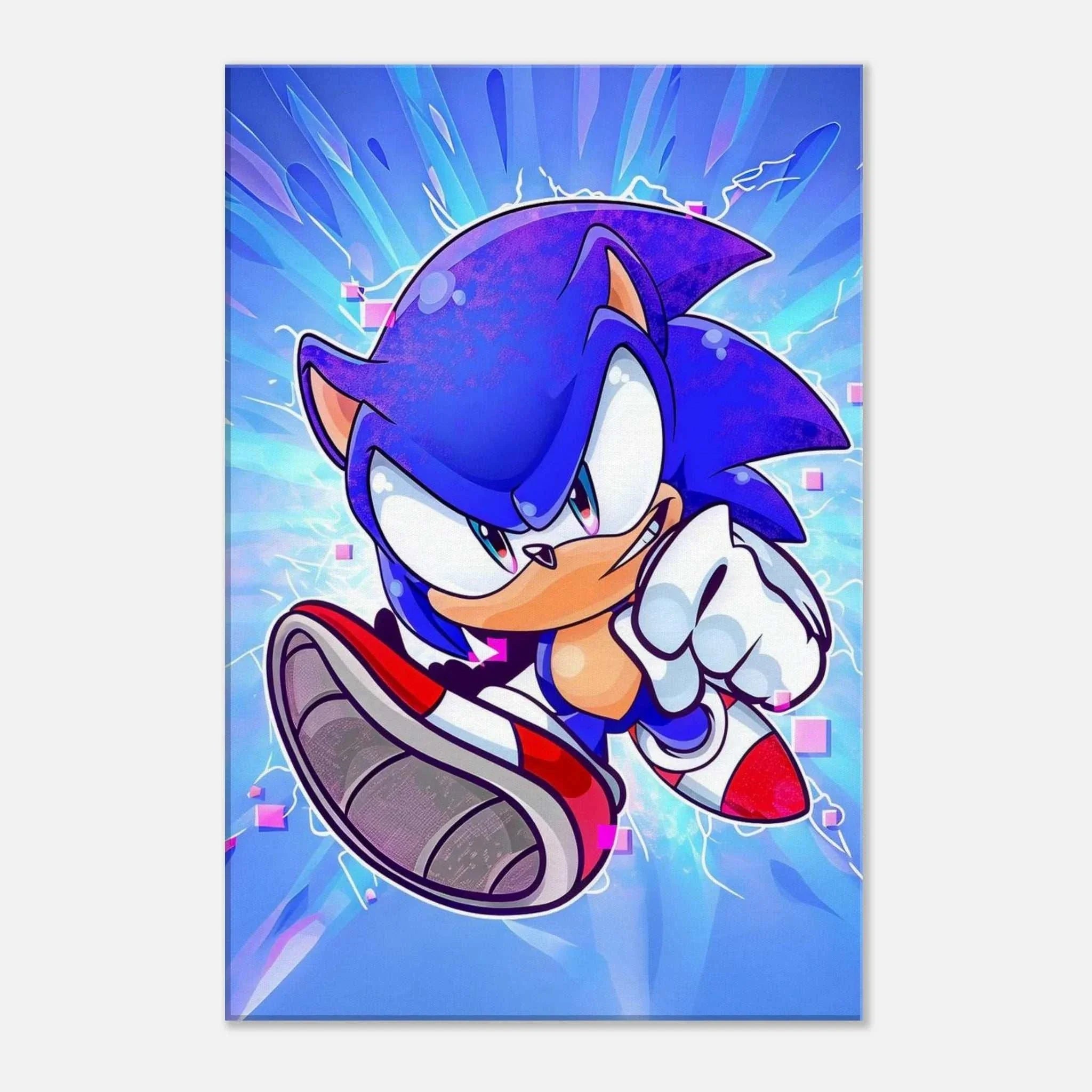 Vibrant Sonic the Hedgehog wall canvas with bold colors and playful design.