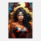 Wonder Woman Wall Canvas featuring bold, vibrant artwork; celebrates strength and heroism; perfect for fans; durable and ready to hang.
