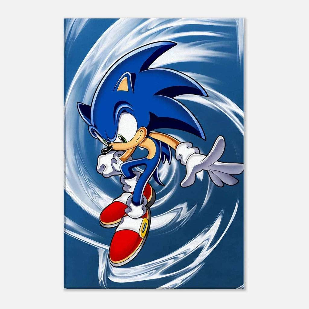 Sonic The Hedgehog wall canvas featuring vibrant blue and red colors, perfect for adding excitement and adventure to any room.