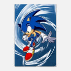 Sonic The Hedgehog wall canvas featuring vibrant blue and red colors, perfect for adding excitement and adventure to any room.
