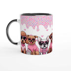 Cute puppy Valentines Day mug with vibrant print and colorful design.