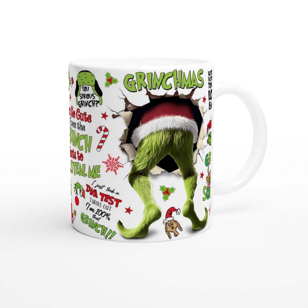 Grinchmas Christmas Mug with colorful festive design, 11oz ceramic, microwave and dishwasher safe.