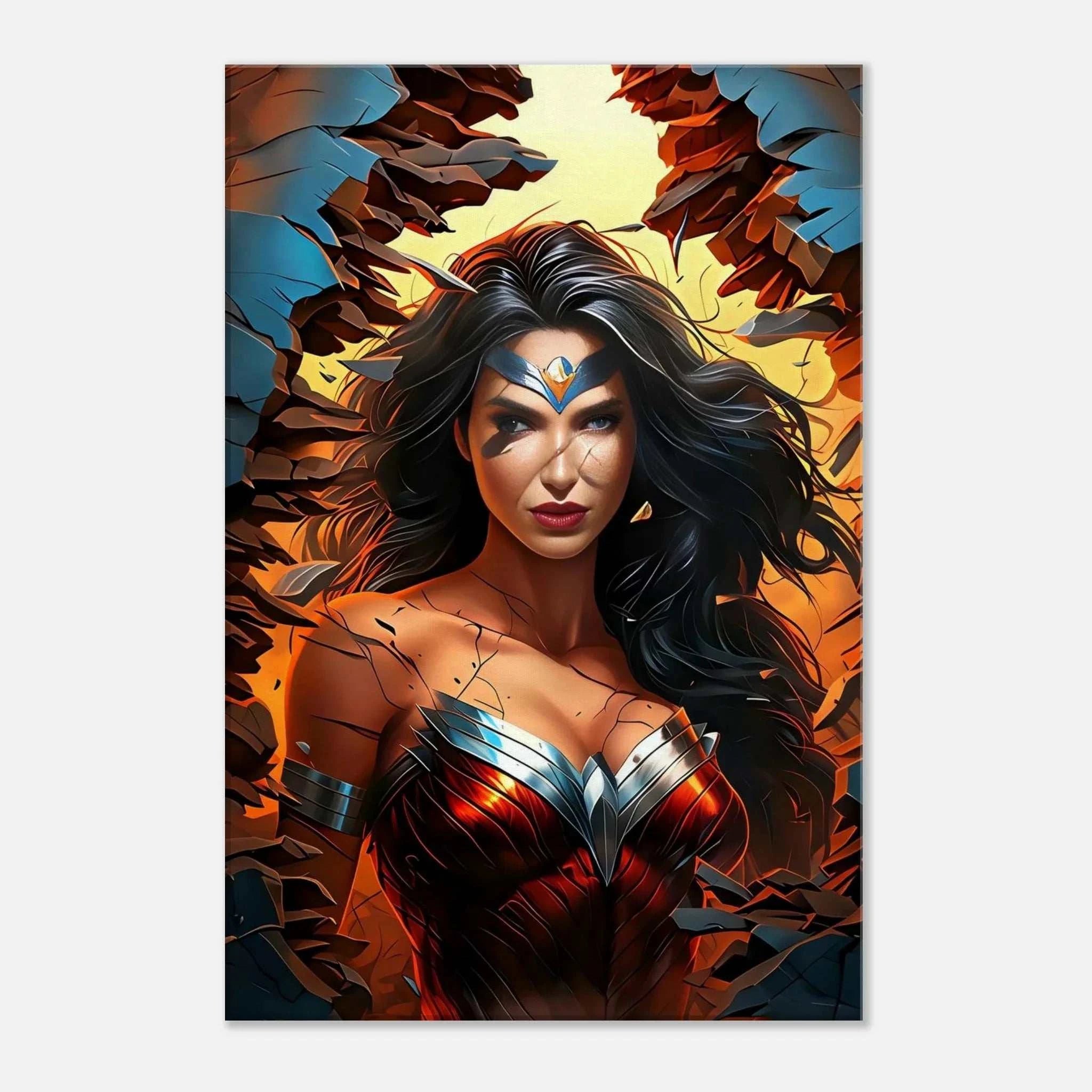 Wonder Woman Wall Canvas featuring vibrant artwork and bold colors.