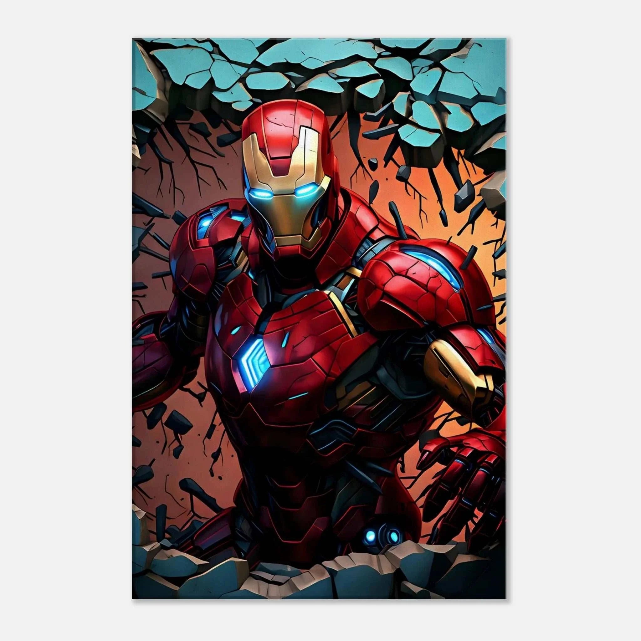 Ironman Wall Canvas with vibrant artwork and bold colors, perfect for superhero fans.