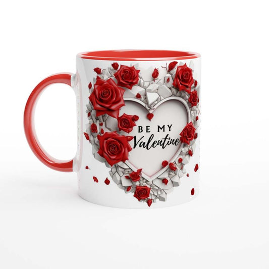 Stunning Valentine's Day mug with red roses and "Be My Valentine" design.