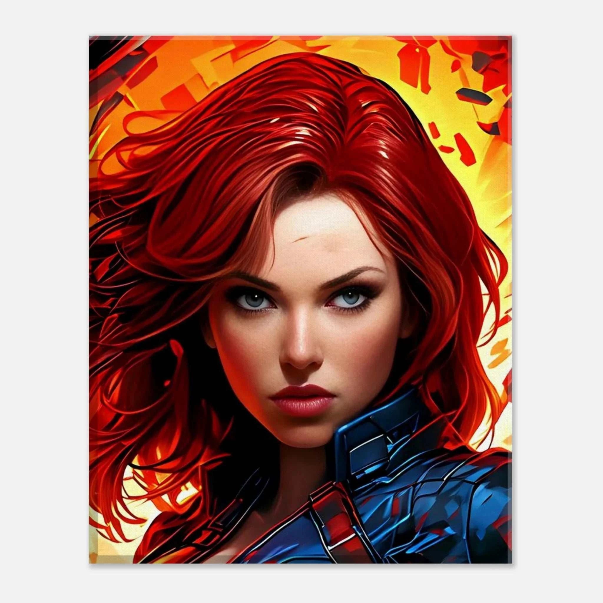 Captain Marvel wall canvas with dynamic artwork in vibrant colors.