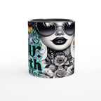 Know Your Worth motivational coffee mug with vibrant design and inspirational quote.
