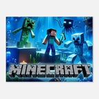 Vibrant Minecraft wall canvas featuring iconic pixelated scenes.