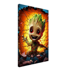 Baby Groot wall canvas with vibrant colors and playful design.