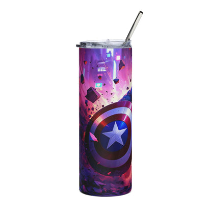 Captain America Tumbler Wrap PNG with red, white, and blue shield star design for 20oz skinny tumblers